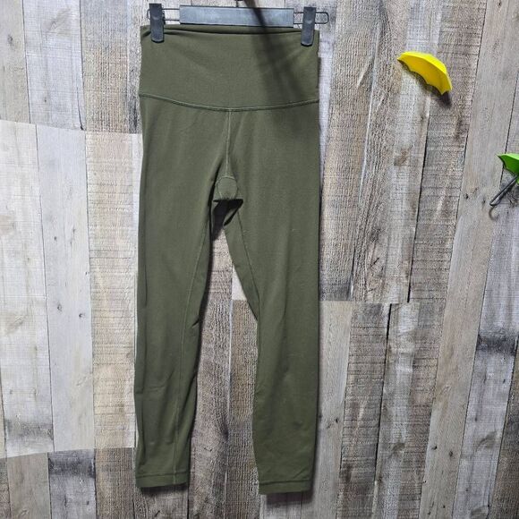 Lululemon Olive Green Athletic Workout Leggings Sz 4 - Picture 1 of 5